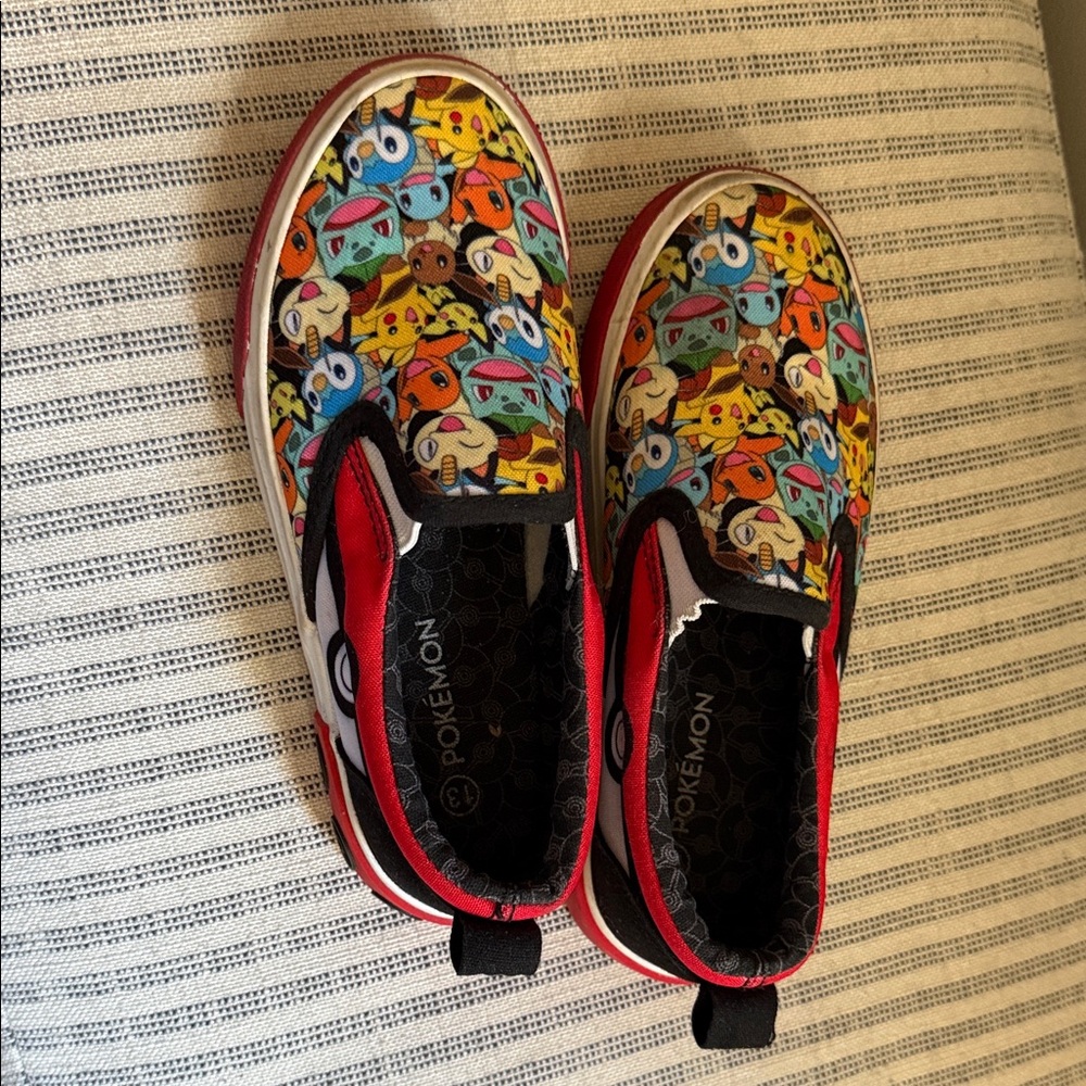 Pokemon Kids Slip-On Sneakers - Red and Black